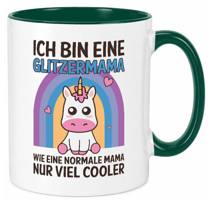 Glitzermama, wie normal, nur cooler | Einhorn Geschenkidee Familie Humor Tasse
