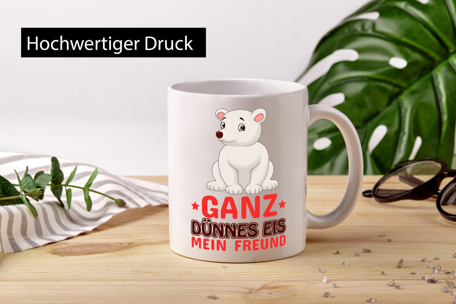 Ganz dünnes Eis | Spruch Tasse lustiger Eisbär Geschenk Humor Geschenkidee