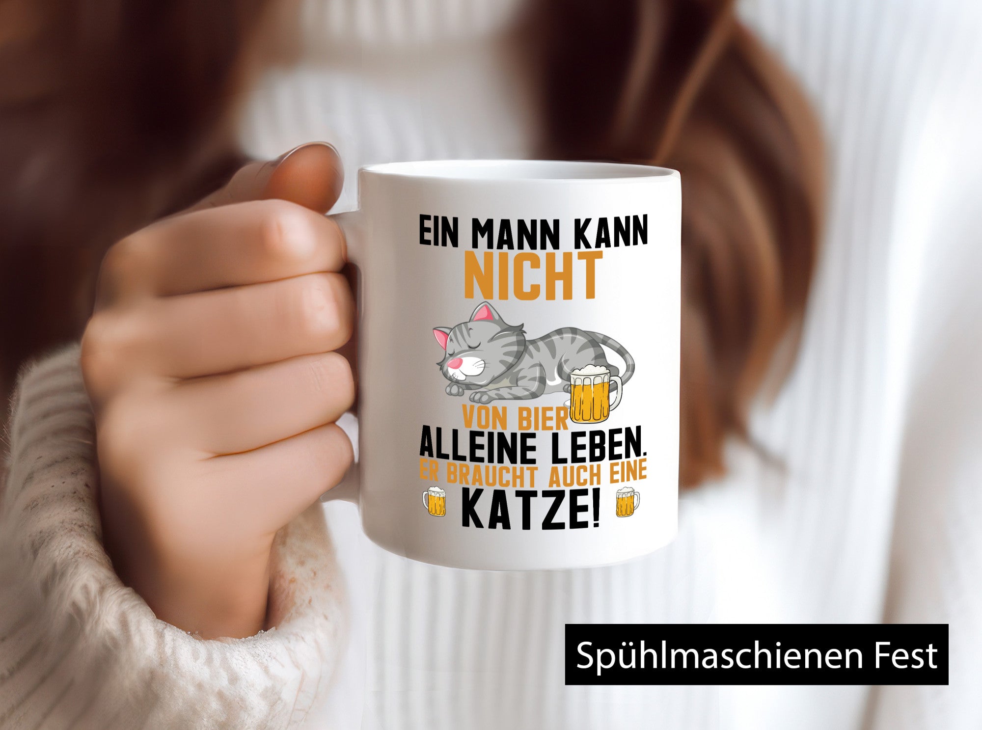 Von Bier leben | Mann braucht eine Katze Katzenliebhaber Geschenk Tierliebhaber