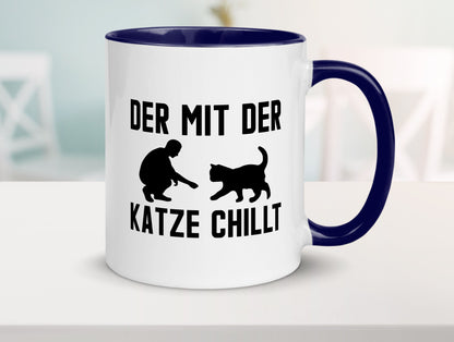 Mit der Katze | Chillen Katzenliebhaber Tierfreund lustiger Spruch Geschenk