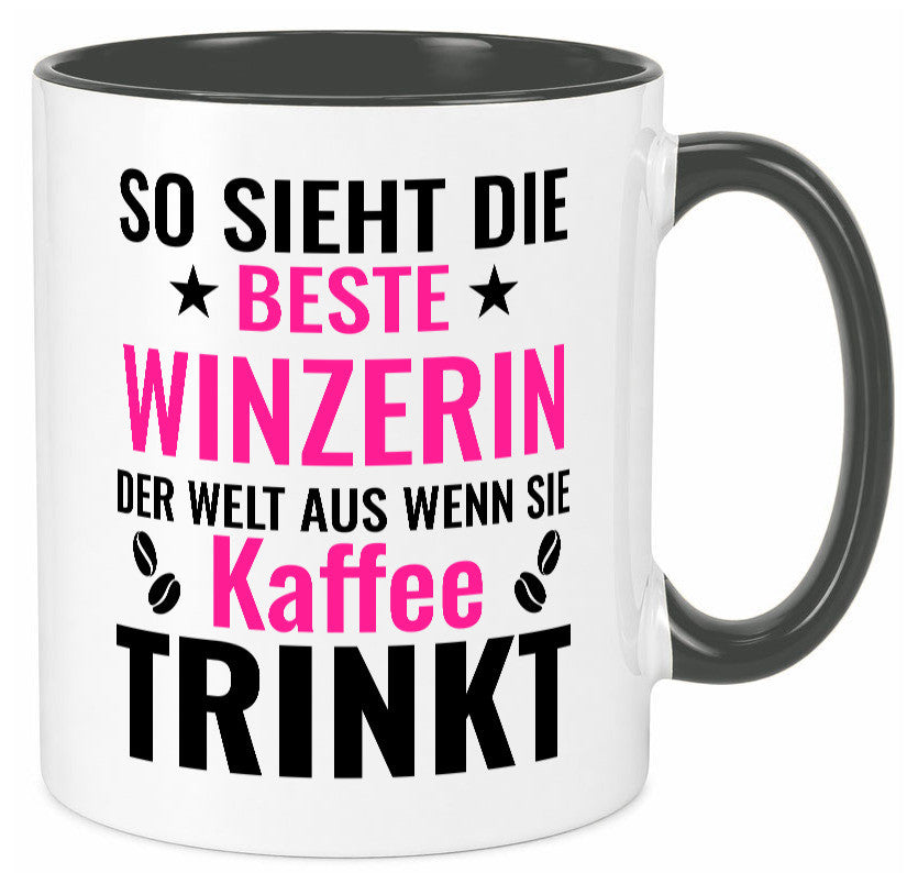 Kaffee trinkt: Winzerin | Weinbauer Wein lustig Humor Geschenkidee Geschenk Tasse