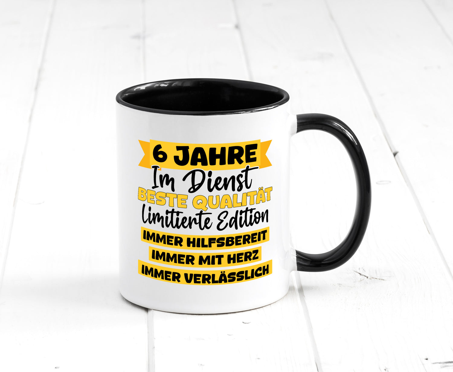 6 Jahre im Dienst | Jubiläum Arbeit v8 Geschenkidee Kollegen Büro Humor Tasse