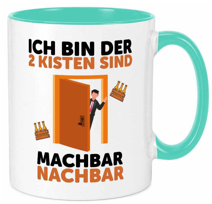 2 Kisten Bier | witziger Spruch Nachbar Einweihung Humor Geschenkidee Tasse