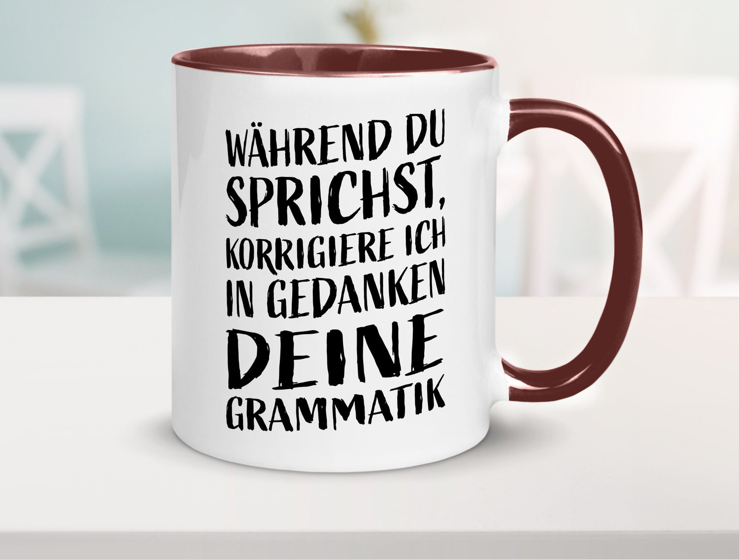 Während du sprichst, Grammatik korrigieren lustiger Spruch Geschenk Humor