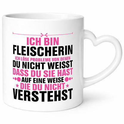 Löse Probleme: Fleischerin | Schlachterei Humor Geschenkidee Tasse