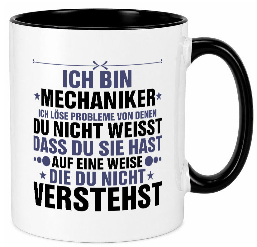 Löse Probleme: Mechaniker | KFZ Werkstatt lustig Humor Geschenkidee Geschenk Tasse