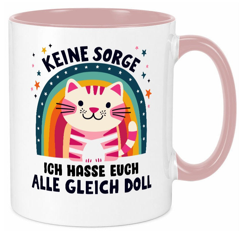 Ich hasse euch alle gleich doll | Katze Sarkasmus lustig Tierliebhaber Humor Tasse
