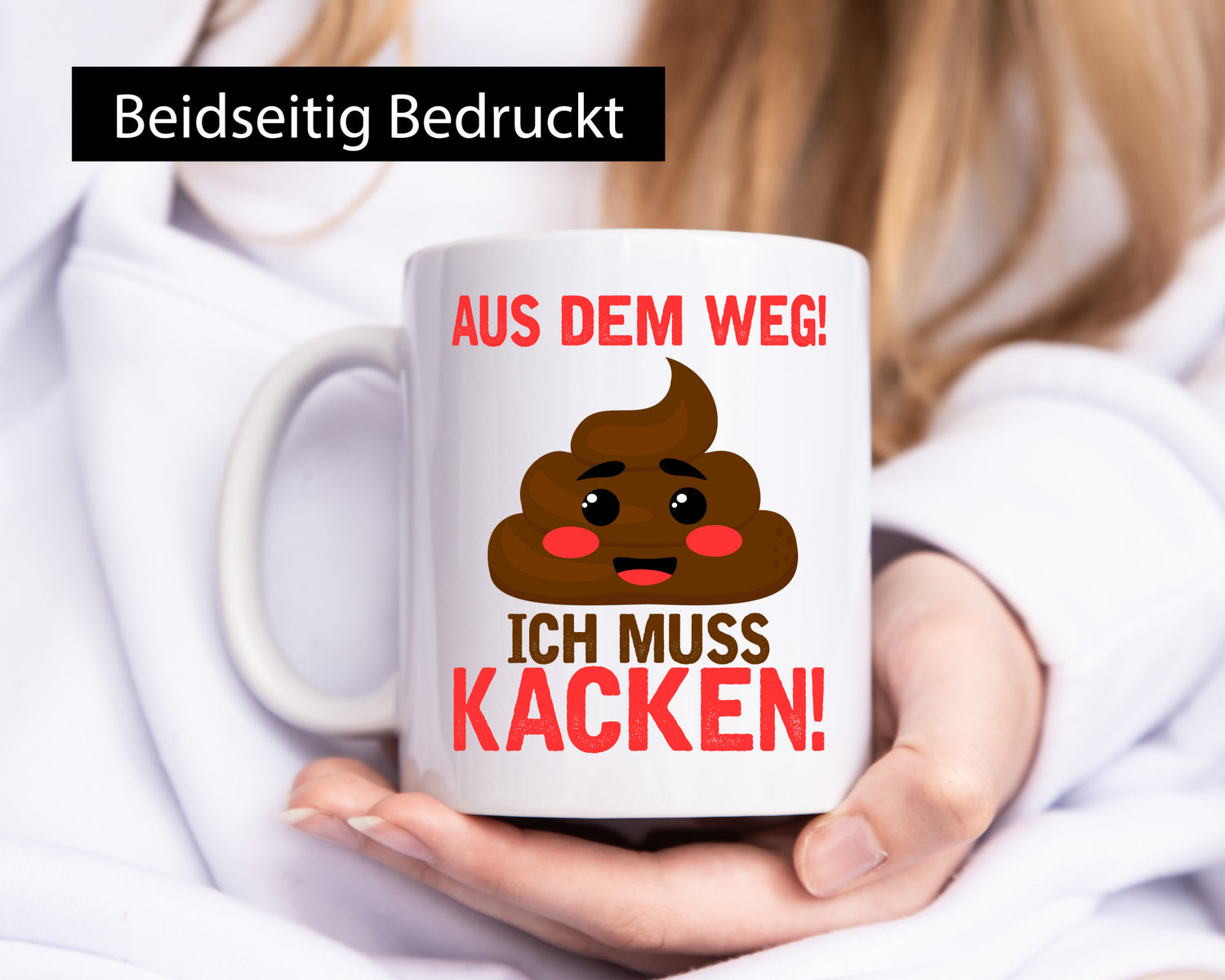 Aus dem Weg, ich muss kacken | Toiletten-Spruch Pupsen Geschenkidee Humor Tasse