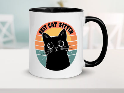 Bets Cat Sitter | Schwarze Katze Katzenliebhaber Geschenk Tierliebhaber Humor Tasse
