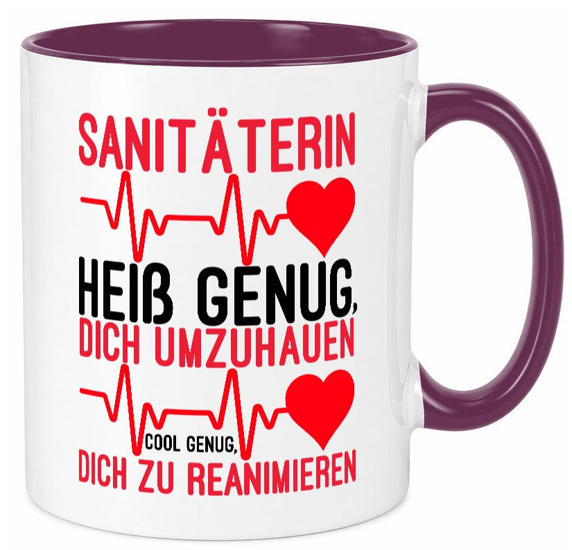 Heiße Sanitäterin | Reanimation Puls Rettungsdienst lustiger Spruch Geschenk Tasse