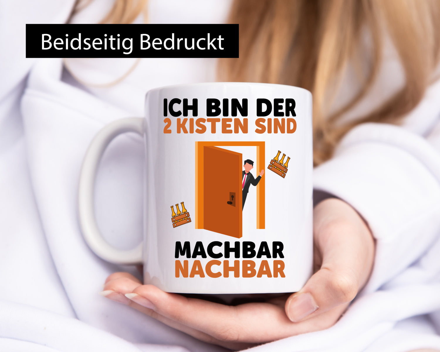 2 Kisten Bier | witziger Spruch Nachbar Einweihung Humor Geschenkidee Tasse