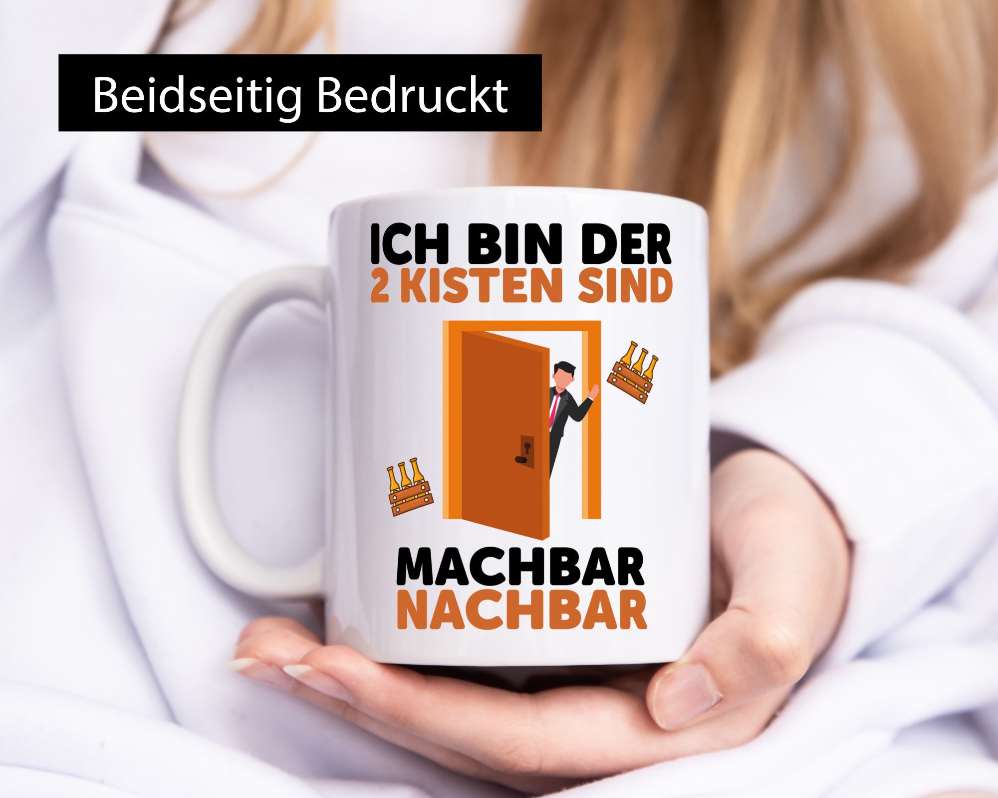 2 Kisten Bier | witziger Spruch Nachbar Einweihung Humor Geschenkidee Tasse