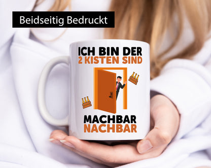 2 Kisten Bier | witziger Spruch Nachbar Einweihung Humor Geschenkidee Tasse