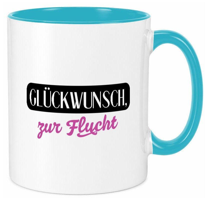 Glückwunsch zur Flucht | Kollegen Jobwechsel Abschied v2 Geschenk Arbeit Büro Tasse
