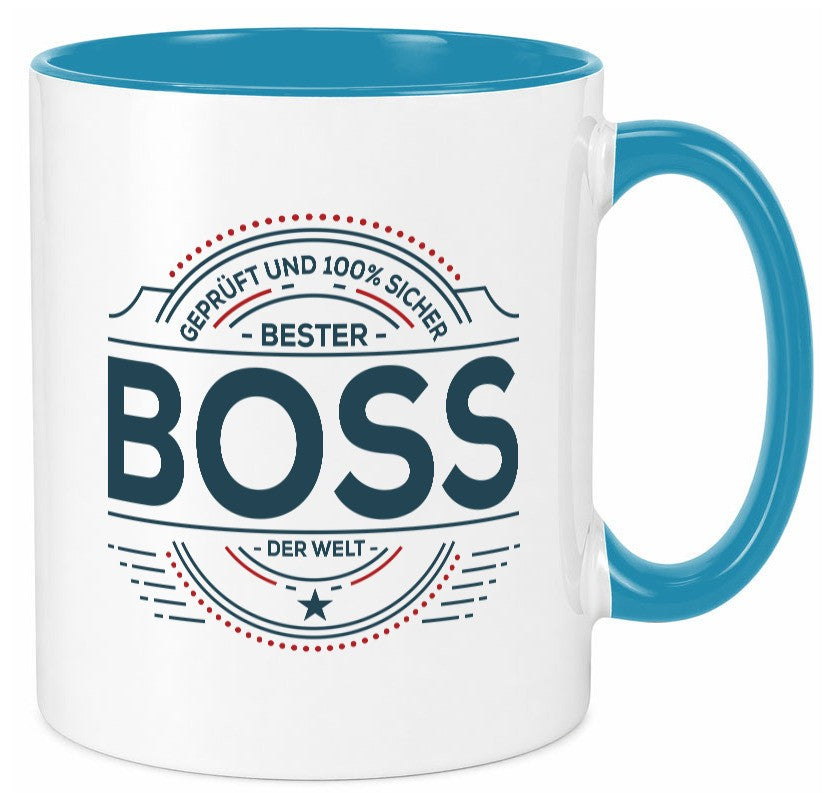 Geprüft und sicher: Boss | Führungskraft Vorgesetzter lustiger Spruch Geschenk Tasse