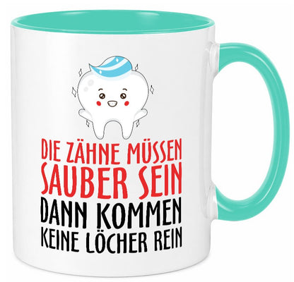 Sauber Zähne lustiger Spruch Geschenk Humor Geschenkidee Tasse