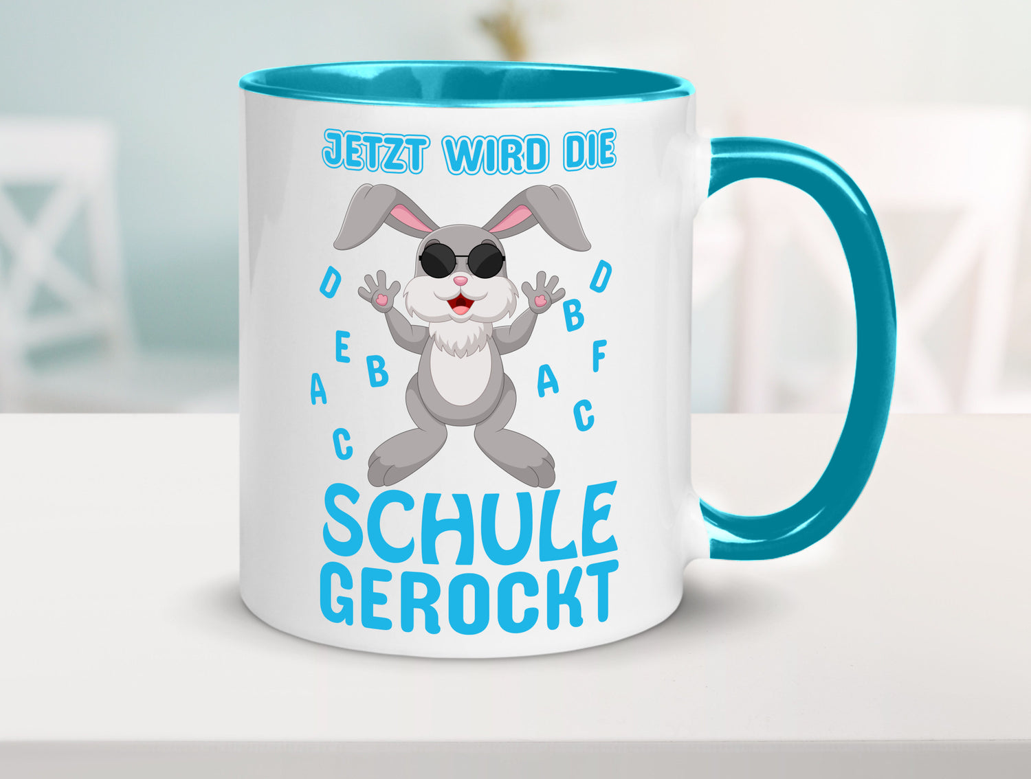 Schule wird gerockt | Schulbeginn Tasse cooler Hase lustiger Spruch Geschenk
