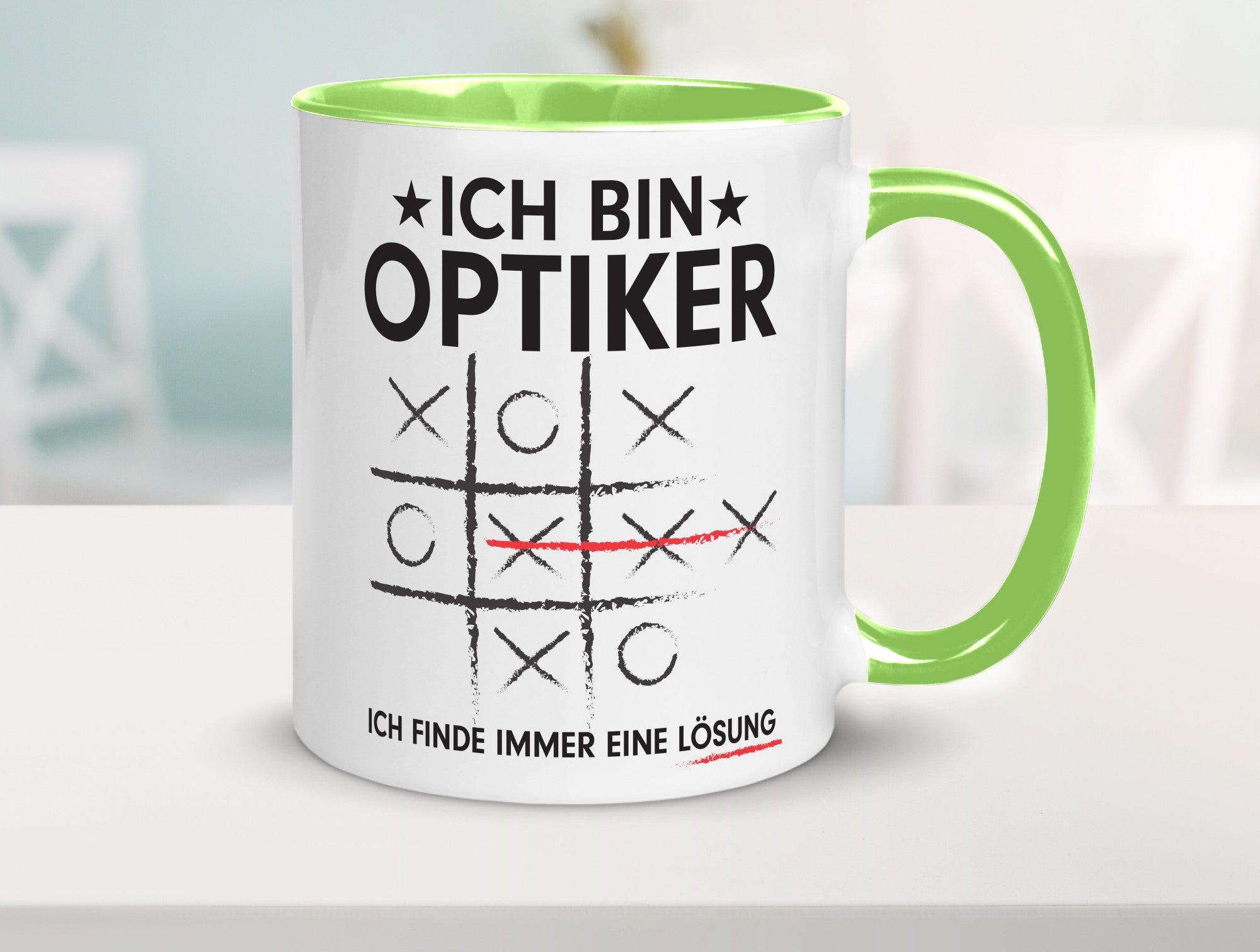 Löse Probleme: Optiker | Augenoptiker Geschenkidee Humor Tasse