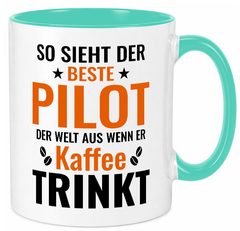 Kaffee trinkt: Pilot | Flugzeug Piloten lustiger Spruch Geschenk Humor