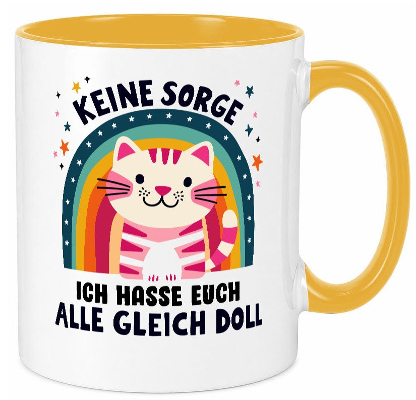 Ich hasse euch alle gleich doll | Katze Sarkasmus lustig Tierliebhaber Humor Tasse