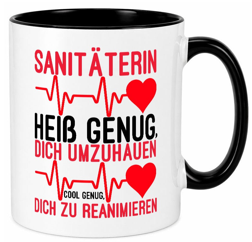 Heiße Sanitäterin | Reanimation Puls Rettungsdienst lustiger Spruch Geschenk Tasse