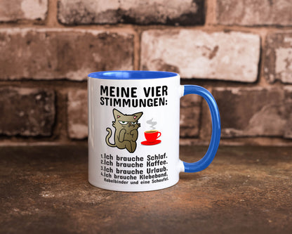 Vier Stimmungen | Morgenmuffel Tasse mürrische Katze Humor Tierliebhaber