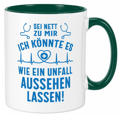 Sei nett, könnte wie ein Unfall aussehen | Stethoskop v3 lustig Humor Tasse