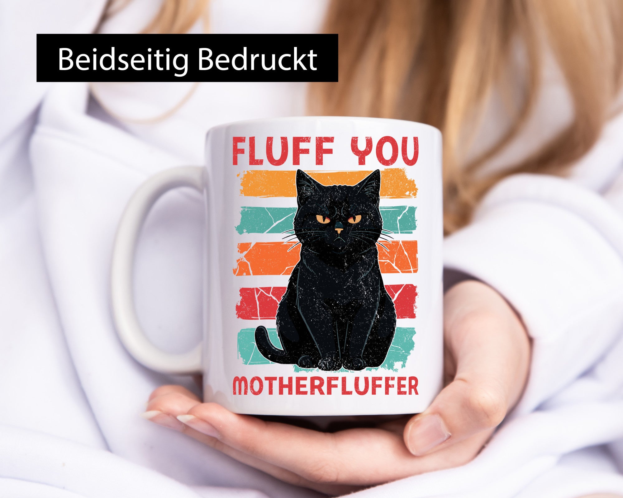 Fluff you Motherfluffer | Schwarze Katze Böse Humor Tierliebhaber Geschenkidee