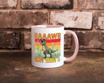 6. Geburtstag | 6 Jahre rarrrr ich bin Dinosaurier Humor Geschenkidee Tasse