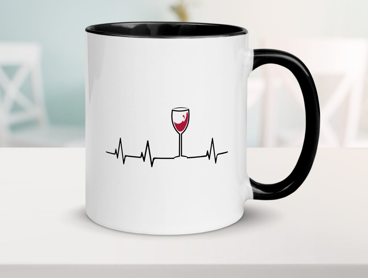 Wein Herzschlag | Rotwein Glas Trinker Winzer Humor Geschenkidee Tasse
