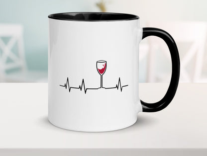 Wein Herzschlag | Rotwein Glas Trinker Winzer Humor Geschenkidee Tasse