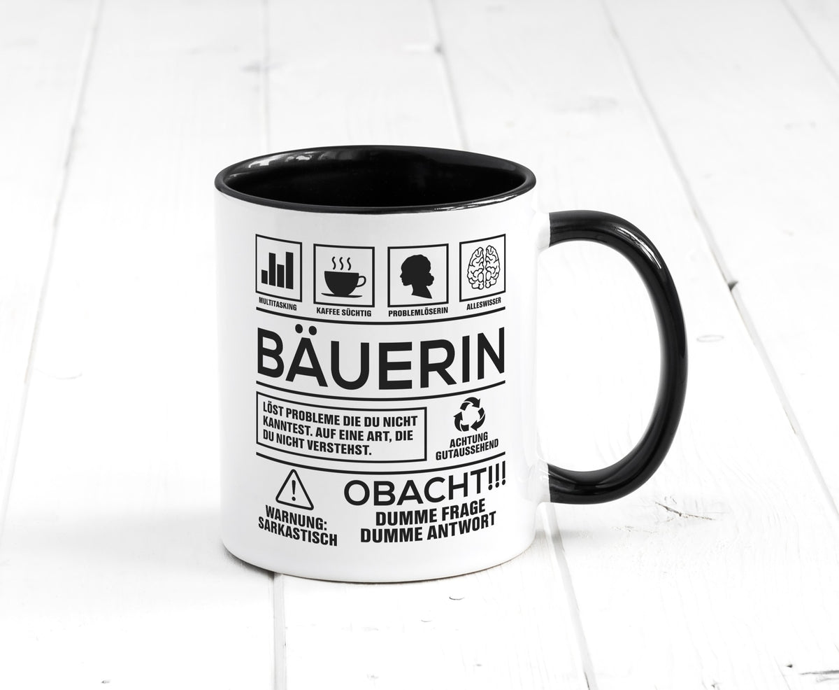 Achtung Probleme Bäuerin | Bauernhof Landwirtschaft Geschenk Humor Geschenkidee Tasse