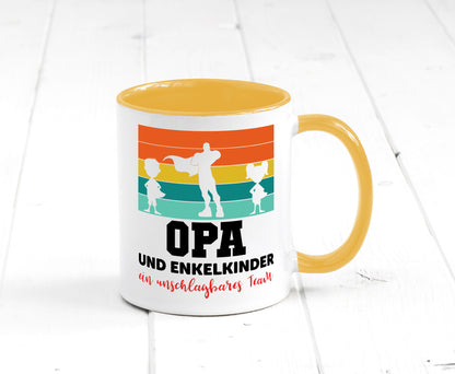 Opa und Enkelkinder ein unschlagbares Team Geschenkidee Familie Humor Tasse