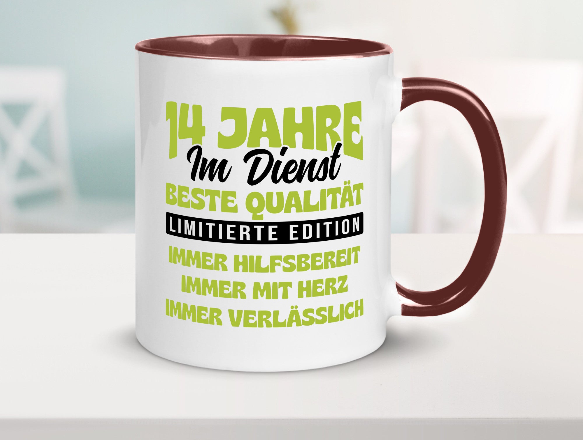 14 Jahre im Dienst | Jubiläum Arbeit v4 Geschenkidee Kollegen Büro Humor Tasse