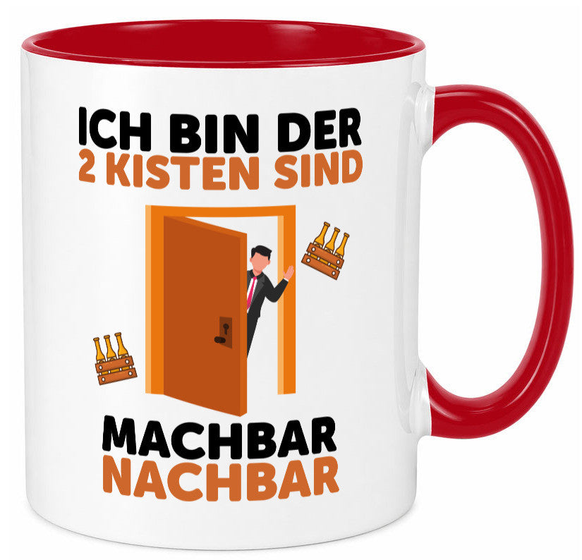 2 Kisten Bier | witziger Spruch Nachbar Einweihung Humor Geschenkidee Tasse