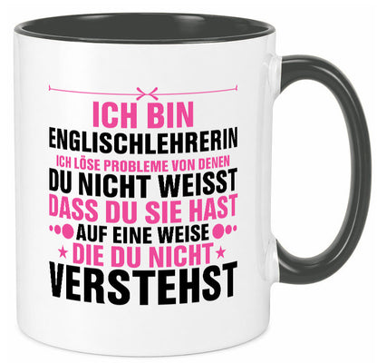 Löse Probleme: Englischlehrerin | Englisch Lehrerin Geschenk Humor Geschenkidee Tasse