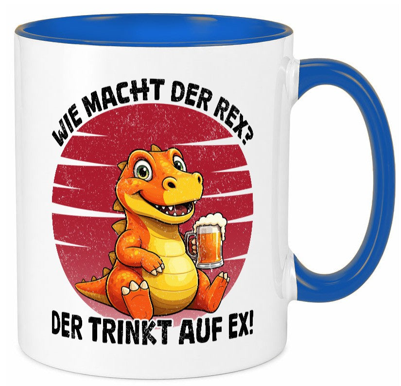 Wie macht der Rex trinkt auf ex | Bier T-Rex v2 lustiger Spruch Geschenk Humor Tasse