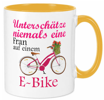 Unterschätze niemals eine Frau | E-Bike Sport Rad fahren lustig Humor