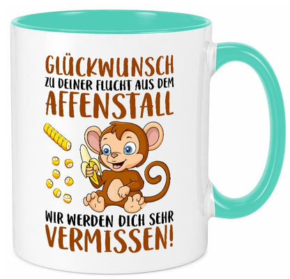 Glückwunsch zur Flucht | Affenstall Arbeitskollegen Geschenk Arbeit Kollegen Tasse