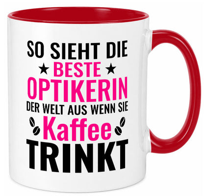 Kaffee trinkt: Optikerin | Augenoptik Geschenkidee Humor Tasse