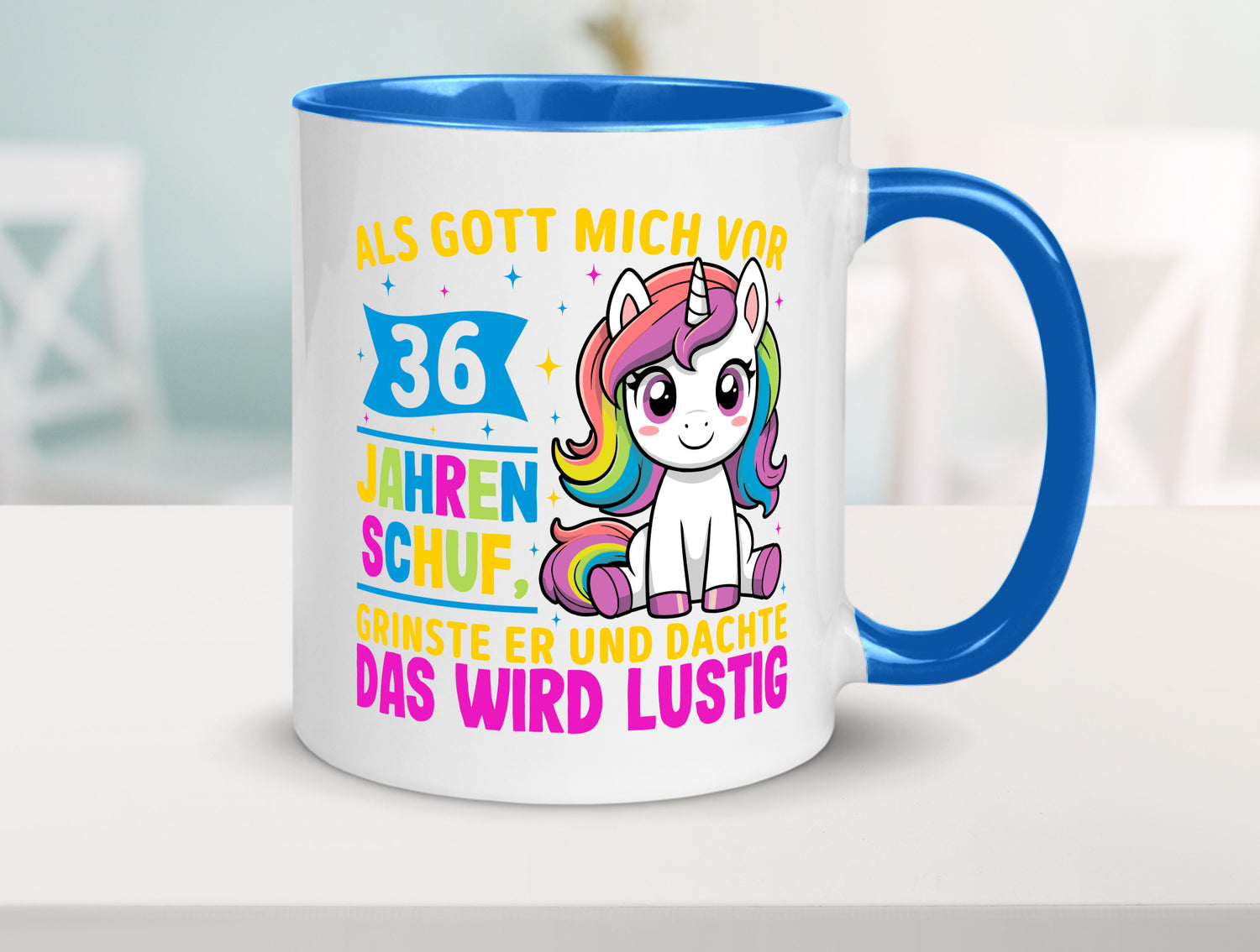 36. Geburtstag | Als Gott mich schuf 40 Jahre v2 Humor Geschenkidee Tasse