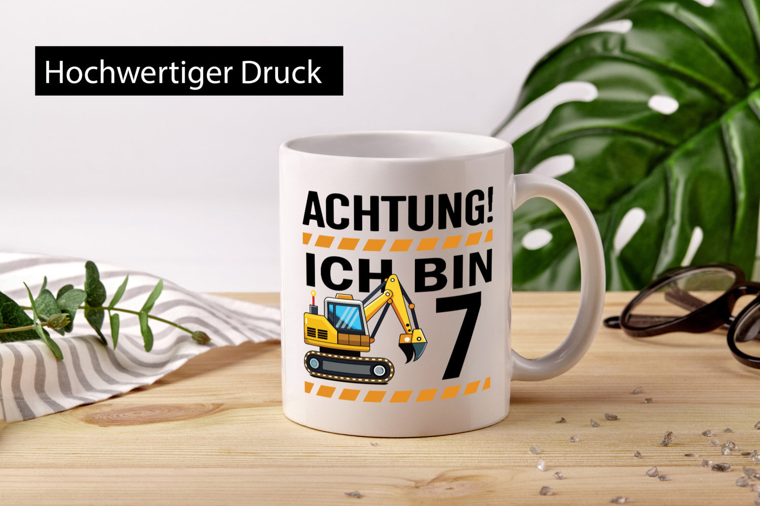 7 Geburtstag Ich bin | Bagger Junge lustiger Spruch Geschenk Geschenkidee Tasse