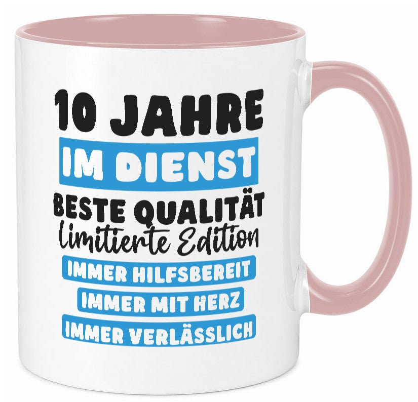 10 Jahre im Dienst | Jubiläum Arbeit v6 lustiger Spruch Geschenk Kollegen Büro Tasse