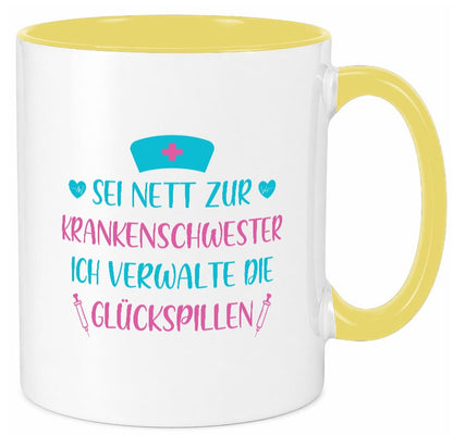 Krankenschwester verwaltet Glückspille | Herzschlag |Spritze lustig Humor Tasse