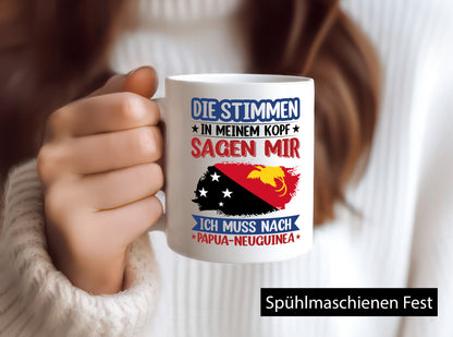 Papua-Neuguinea | Urlaub Stimmen in meinem Kopf v2 Humor Geschenkidee Tasse