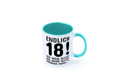 Endlich 18 | Geburtstag Tasse volljährig Erwachsen lustig Geschenkidee Geschenk