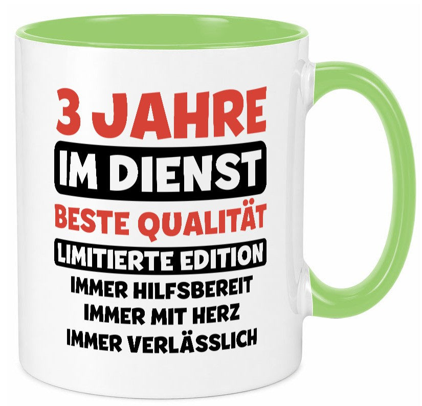 3 Jahre im Dienst | Jubiläum Arbeit v3 lustiger Spruch Geschenk Kollegen Büro Tasse