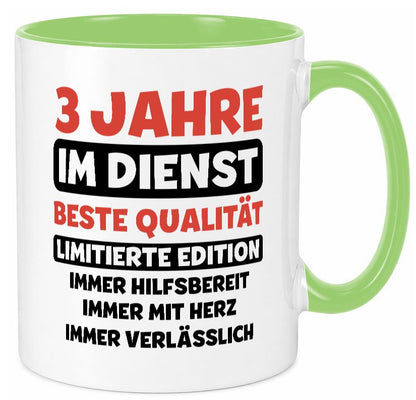 3 Jahre im Dienst | Jubiläum Arbeit v3 lustiger Spruch Geschenk Kollegen Büro Tasse