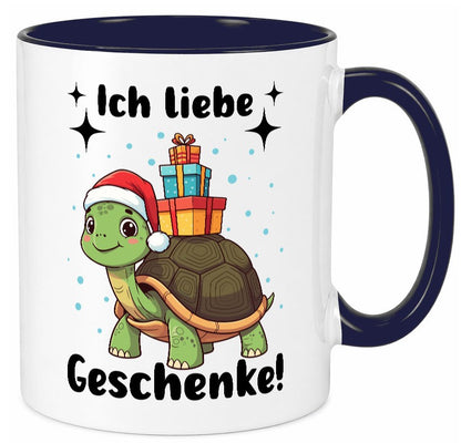 Ich liebe Geschenke | Weihnachtsschildkröte Geschenk Humor Geschenkidee Tasse