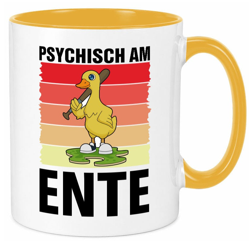 Psychisch am Ente | mit Baseball schläger Sunset v2 lustig Humor Geschenkidee Tasse